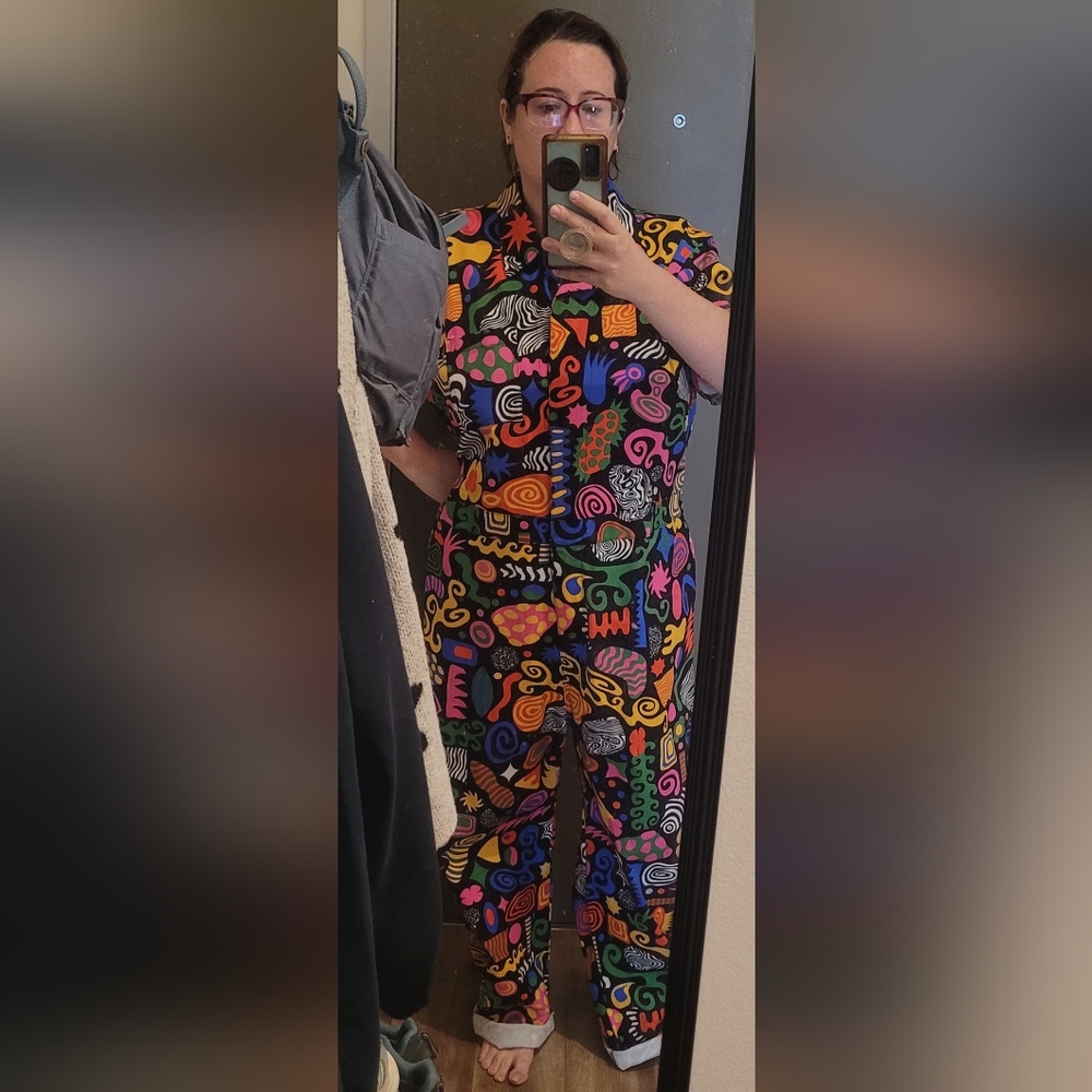 Nooworks Multicolor Abstract Jumpsuit 3XL  TWILL COVERALLS, PARTY MIX